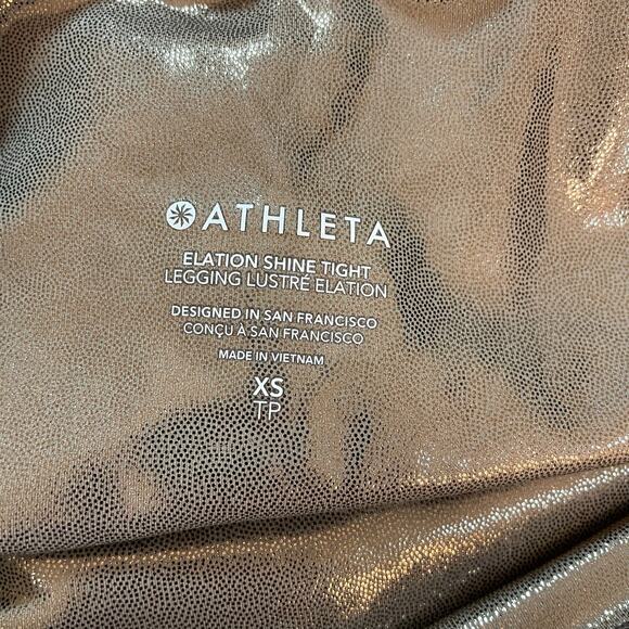 Athleta Elation Shine Tight Legging XS NWT Metallic Bronze/Tuscan Gold High-Rise - Picture 3 of 13